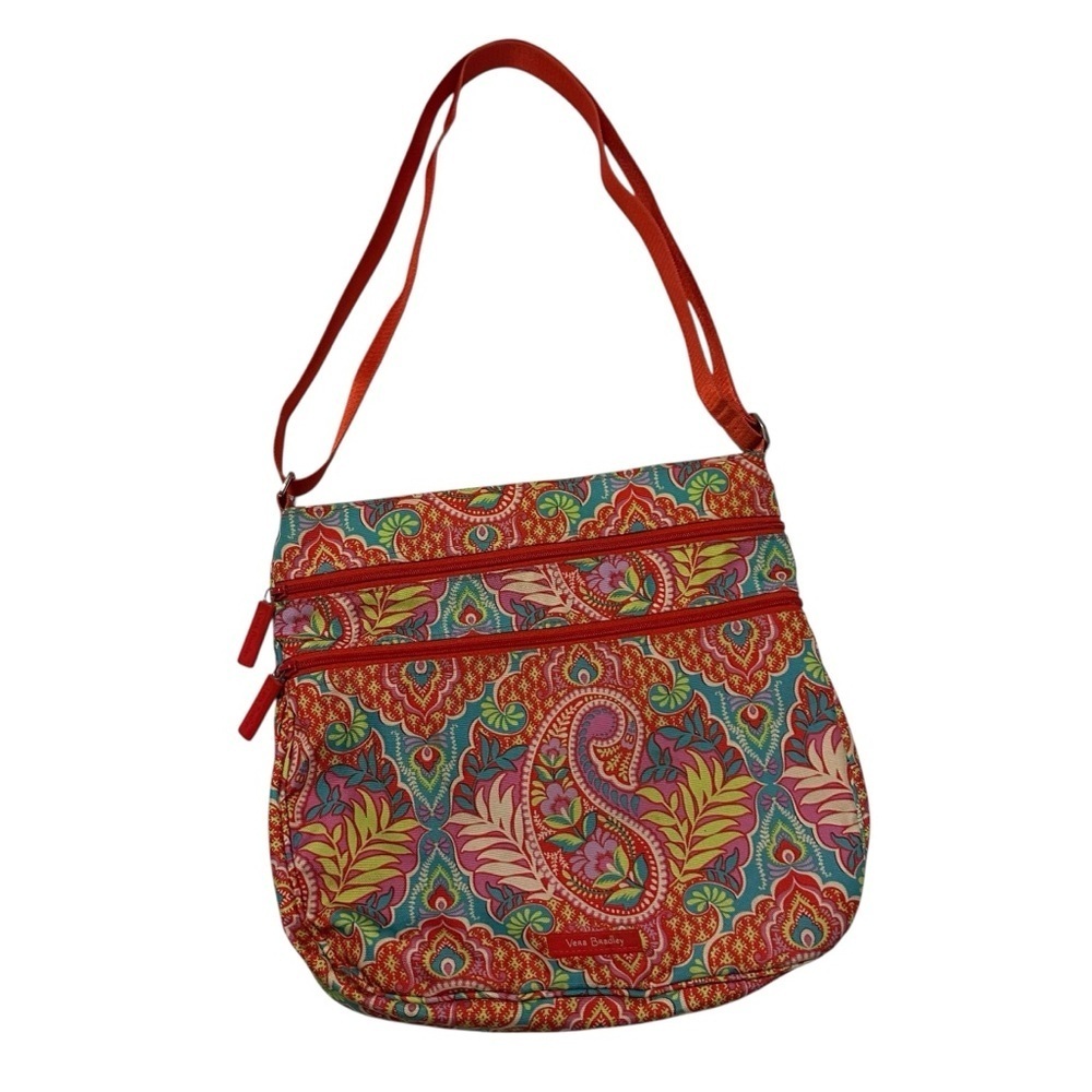 Vera Bradley Paisley In Paradise Pattern Triple Zip Hipster